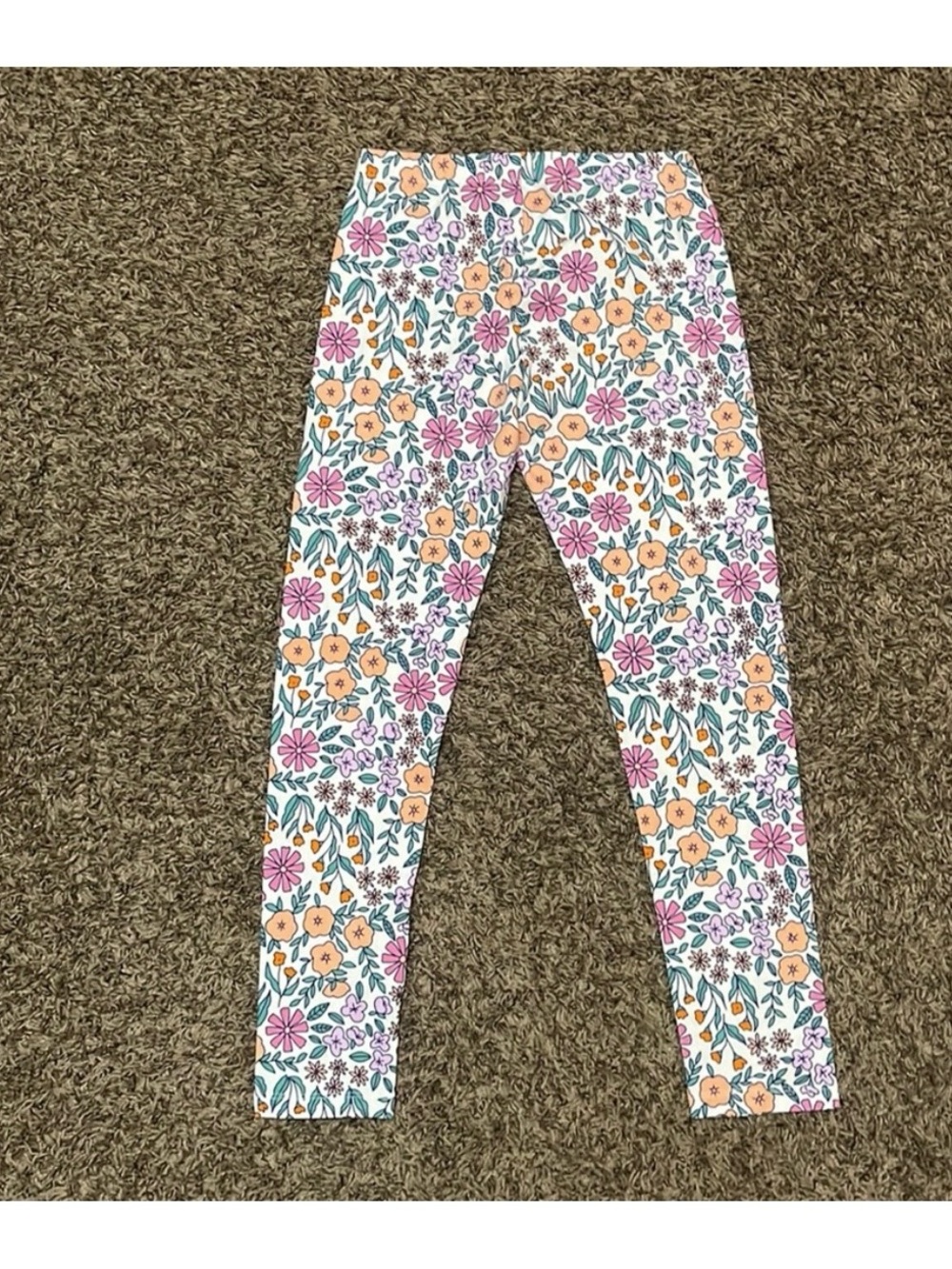 NWT Cat & Jack Floral Leggings - White, Pink & Peach XS 4-5